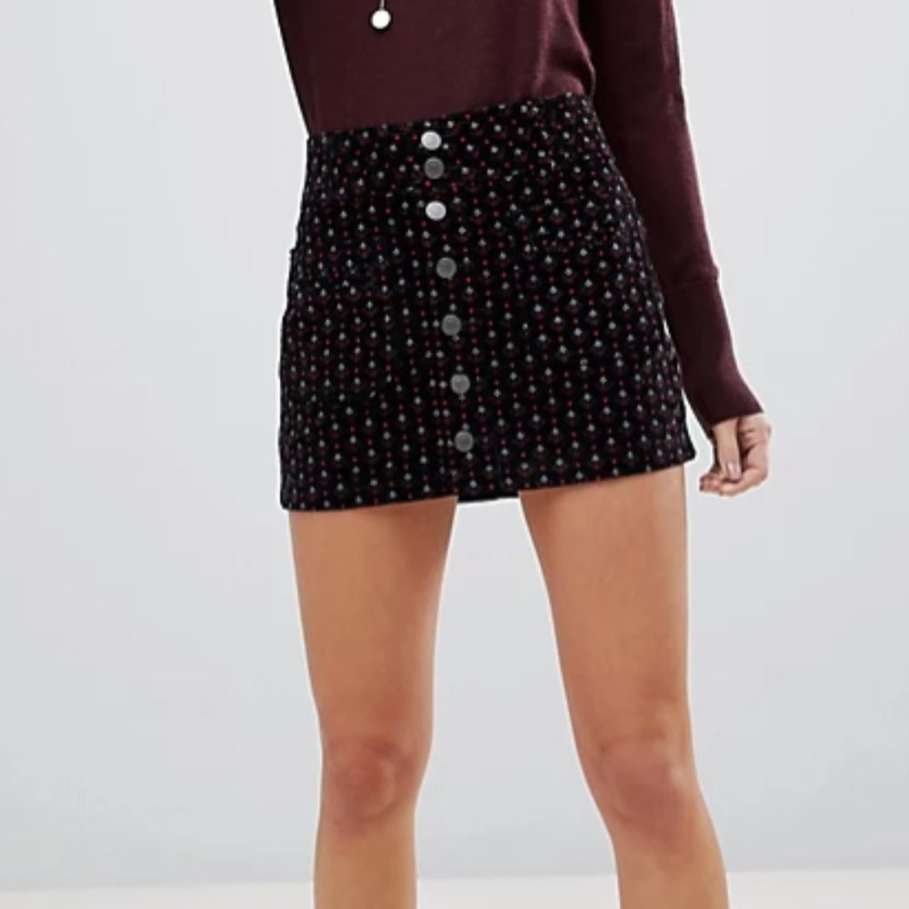Free People Joanie Printed Corduroy Mini Skirt